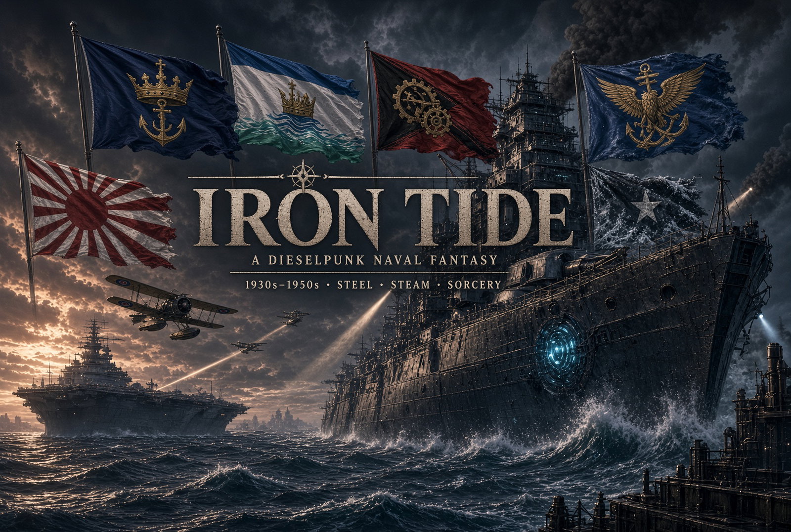 Cover art for Iron Tide, a dieselpunk world on Voyage