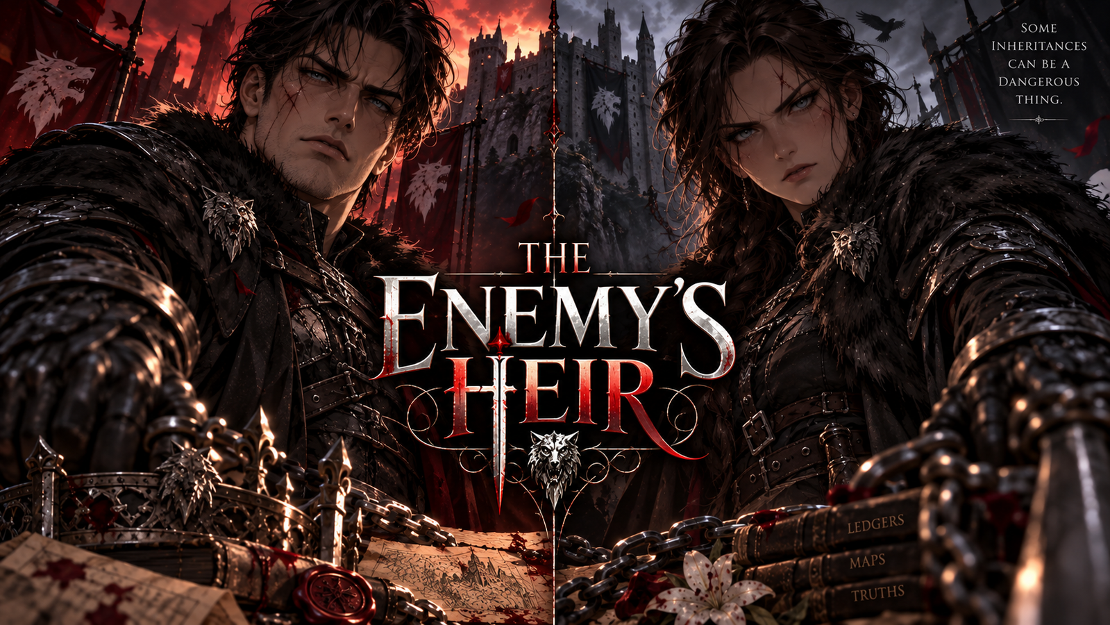 Cover art for The Enemy’s Heir, a medieval fantasy scenario on AI Dungeon