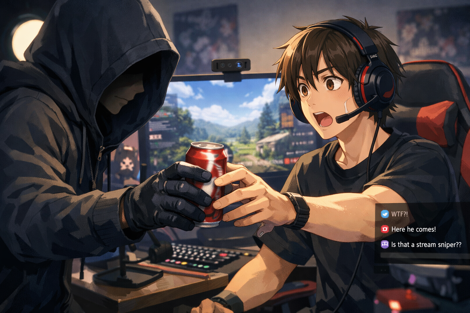 Cover art for Stream Sniped: The Phantom Gifter, a comedy scenario on AI Dungeon