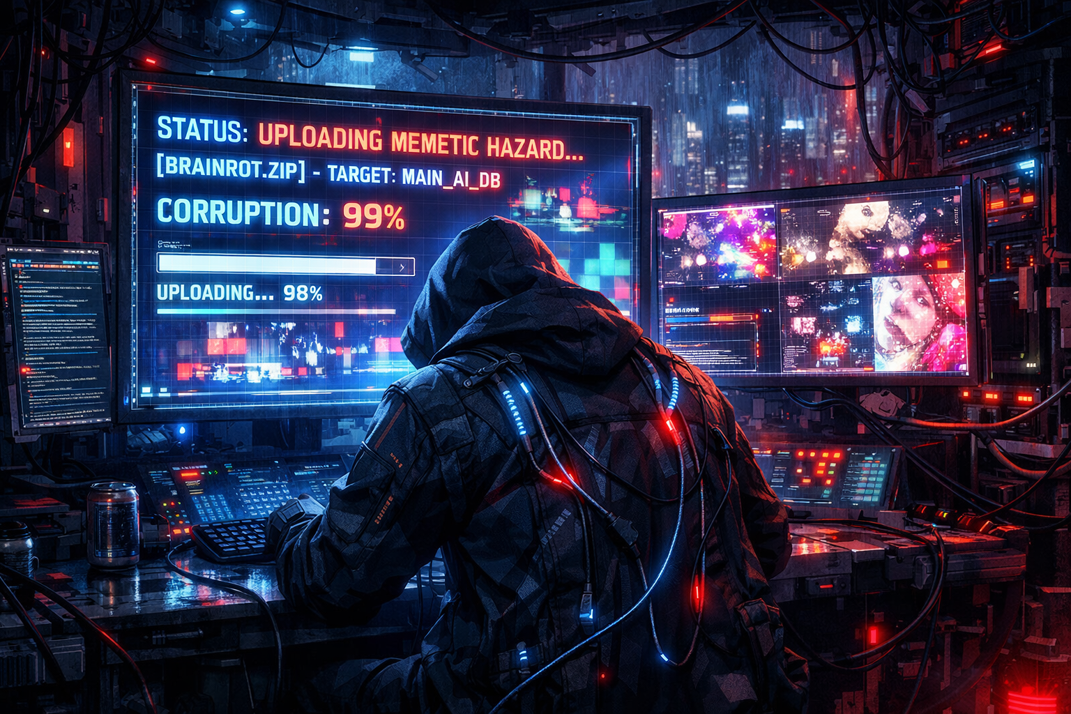 Cover art for System Update: BRAINROT, a dark future scenario on AI Dungeon