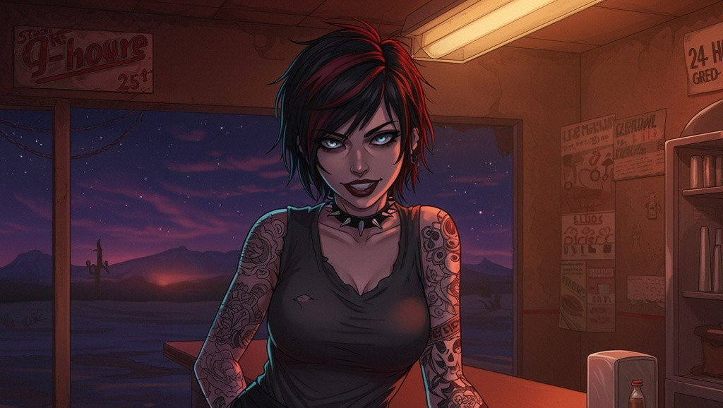 Cover art for Billie Watts (Crossroads Diner), a tomboy scenario on AI Dungeon