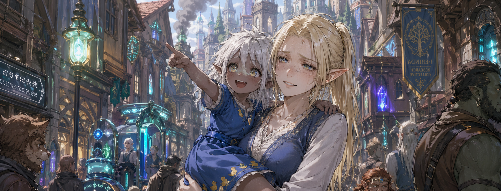 Cover art for Carolwyn & Demi (The Elven Outcasts), a high elf scenario on AI Dungeon