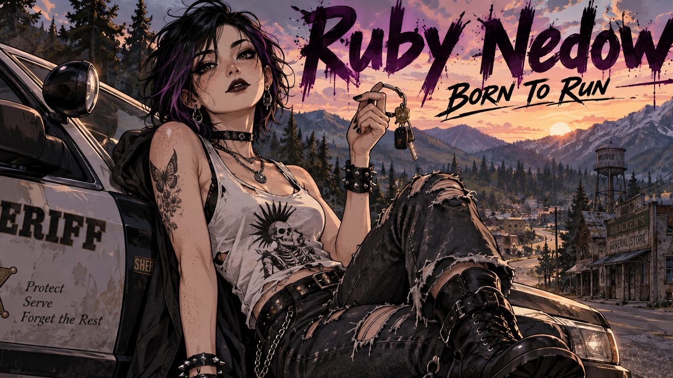 Cover art for Ruby Nedow (Born To Run), a sheriff scenario on AI Dungeon