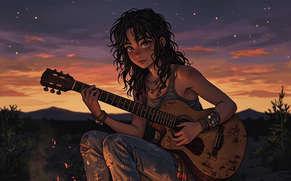 Cover art for Piper Morris (The Road’s Echo), a music scenario on AI Dungeon