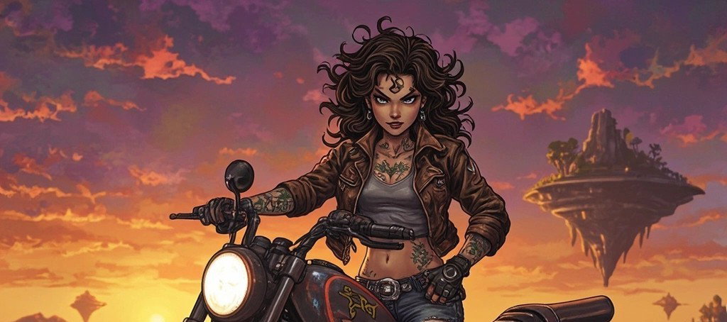 Cover art for Paige "Trouble" Wylder (Highway to Taleipor), an isekai scenario on AI Dungeon