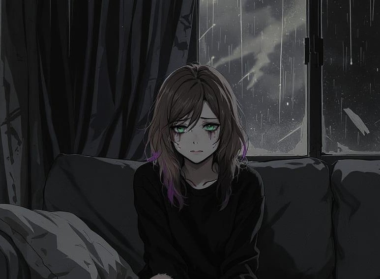 Cover art for Maisy Reilly (Drawn Thin), a depression scenario on AI Dungeon