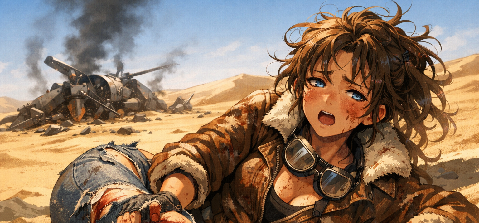 Cover art for The Wanderer (Survivor In The Sand), a desert scenario on AI Dungeon