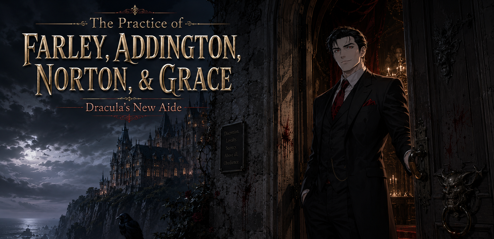 Cover art for F.A.N.G (Dracula's Aide), a vampire scenario on AI Dungeon