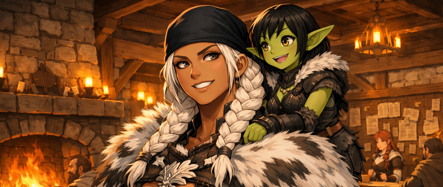 Cover art for Bora & Lil (GG Goblin & Giant Adventurers), a romance scenario on AI Dungeon