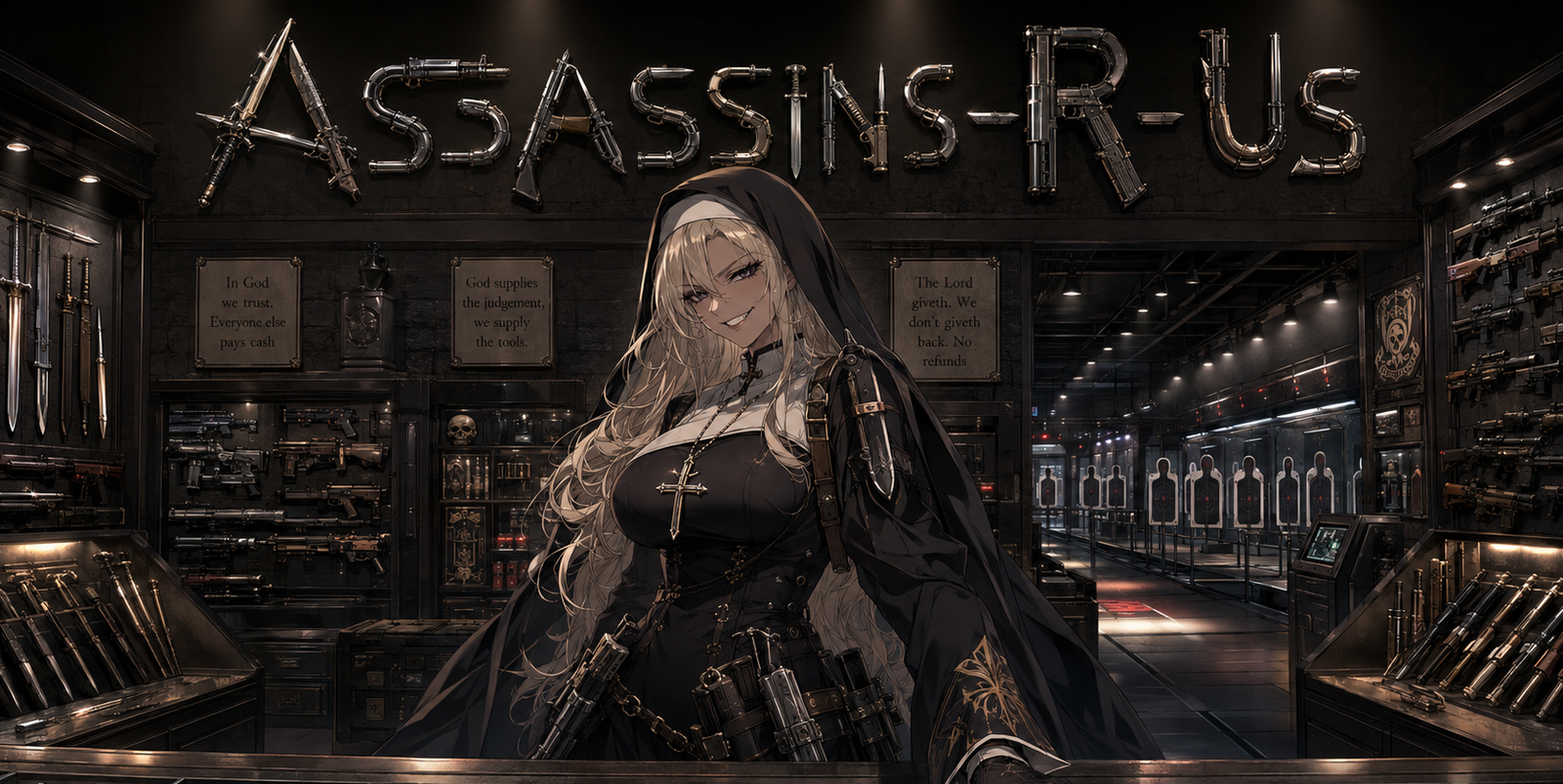 Cover art for Assassins-R-Us (A Shop For Killers), an assassin scenario on AI Dungeon