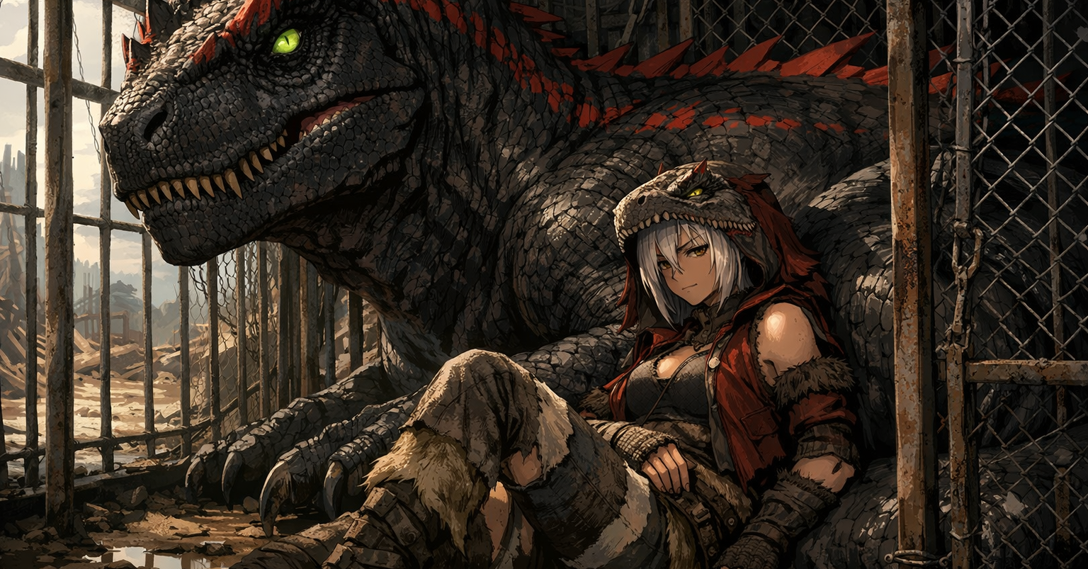 Cover art for Growl and Grr (Sisters of Fang and Claw), a dino scenario on AI Dungeon