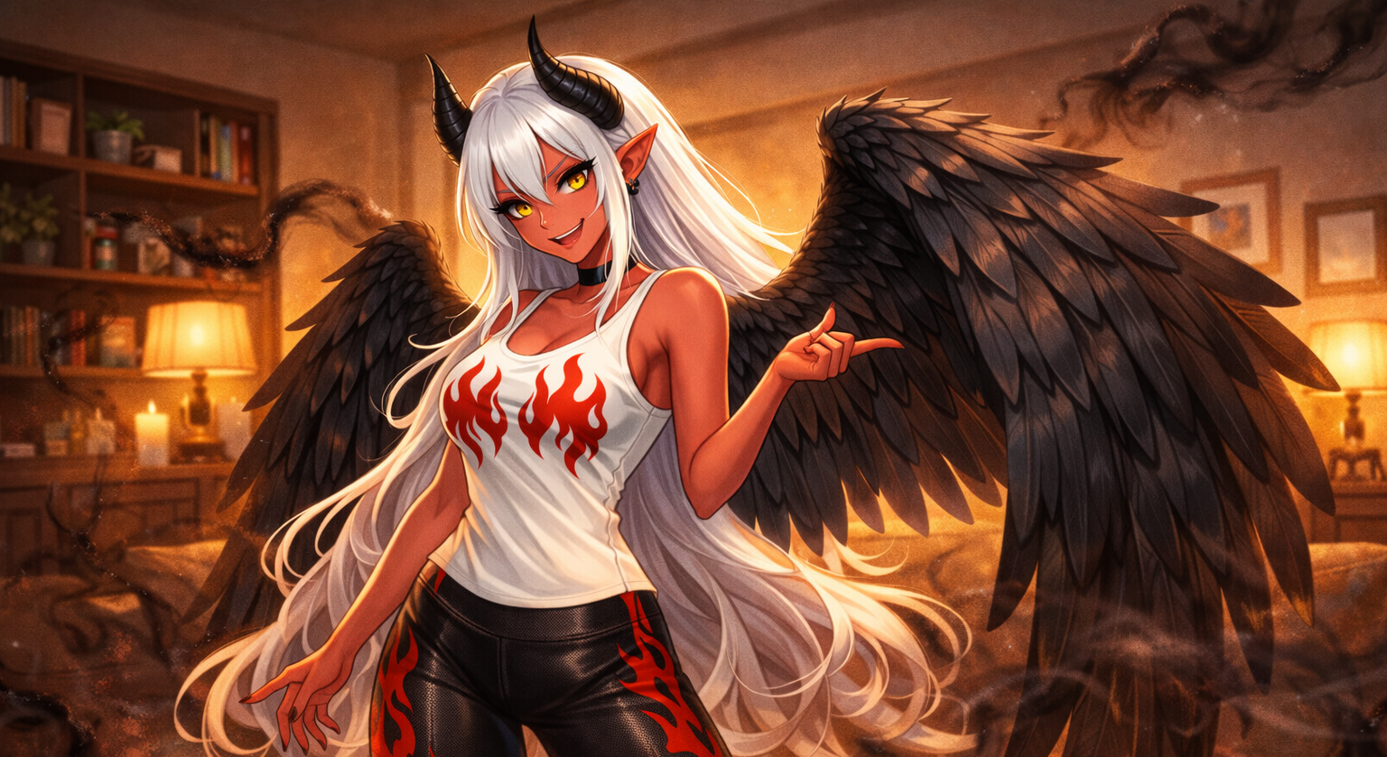 Cover art for Primrose Fairfax (Infernal Freeloader), an angel scenario on AI Dungeon