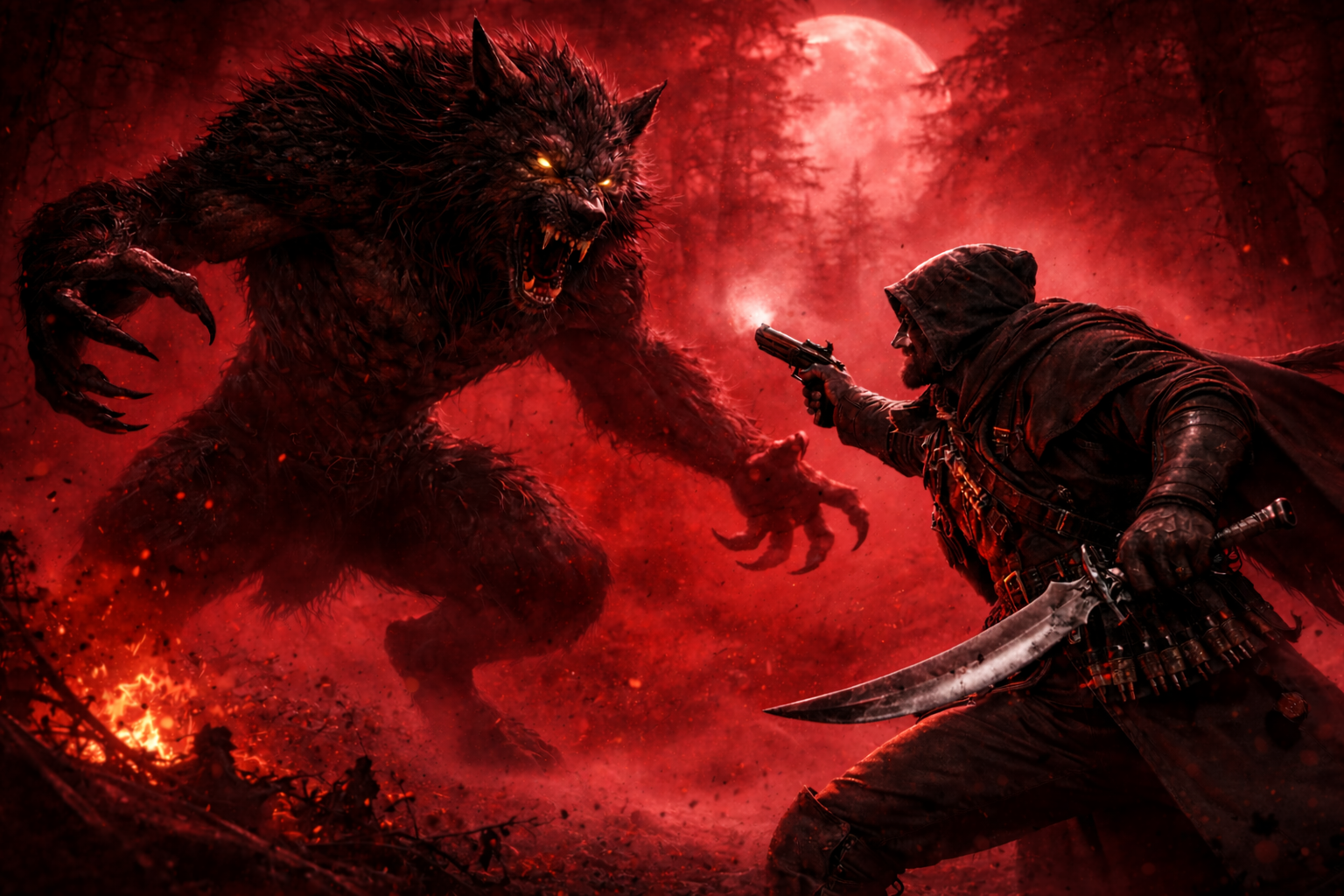 Cover art for Hunter Of The Night, a werewolf scenario on AI Dungeon