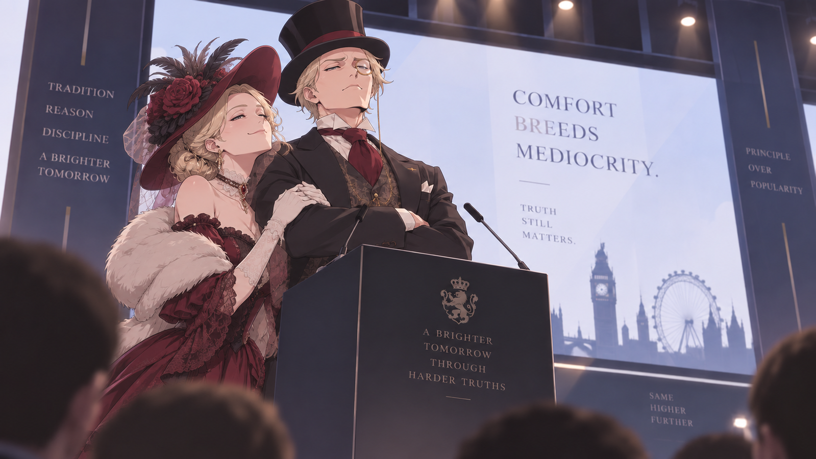 Cover art for Heated Public Debate, a comedy scenario on AI Dungeon